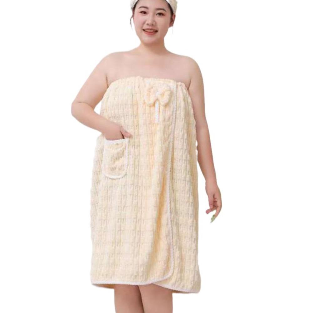 

Plus Size Velvet Bath Skirt Soft Plush Wrap Shower Skirt Absorbent Bow Spa Bathrobes Home бежевый