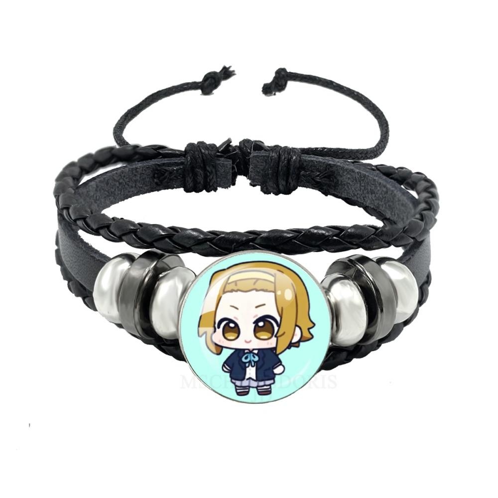 Anime K-ON Leather Bracelets Hirasawa Yui Akiyama Mio Tainaka Ritsu Multilayer Braided Black Bracelet Bangles Jewelry Gift