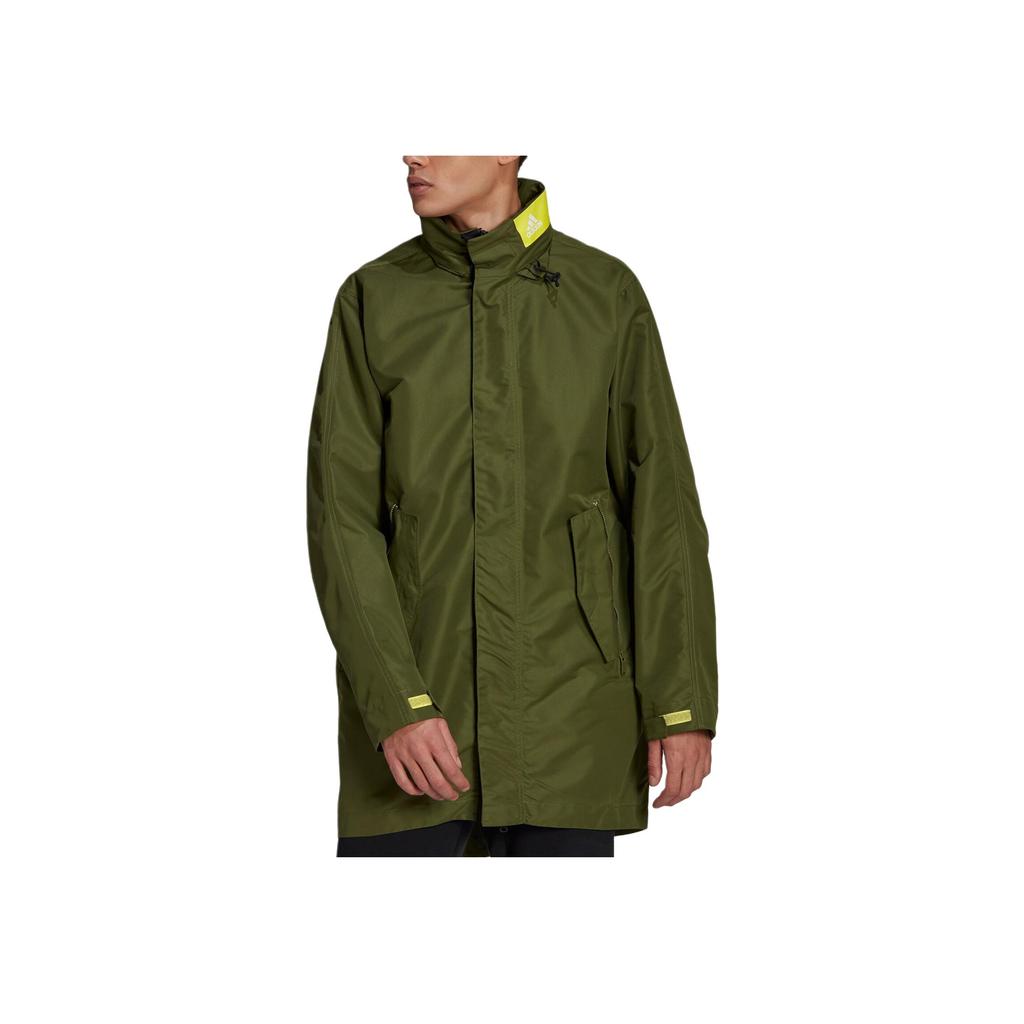 Adidas Sports Casual Mid-Length Stand-Collar Jacket Men Outerwear Military-Green GM5761
