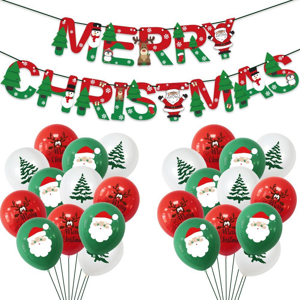 Gifts Santa Claus Latex Print flag Christmas balloon Xmas Decoration Banner