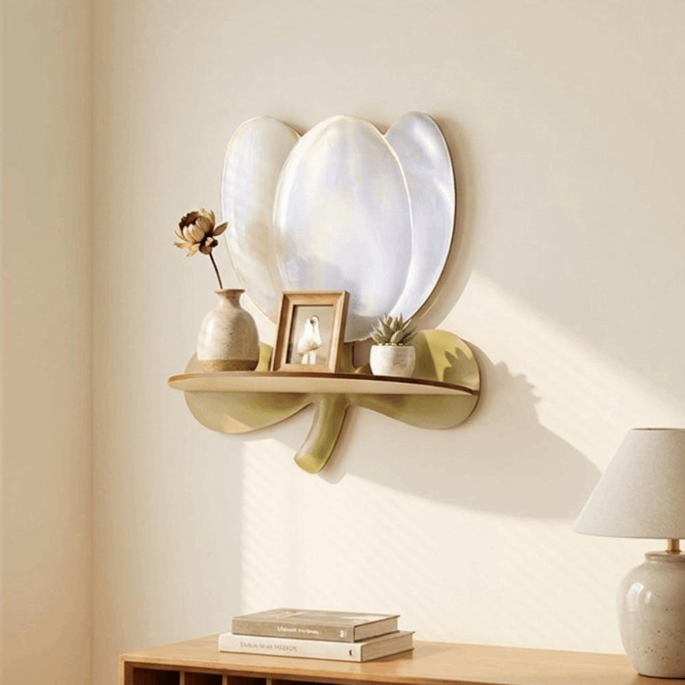 Flower Shape Floating Storage Rack Wooden Display Shelf Wall Mounted Shelves Cafe Shop