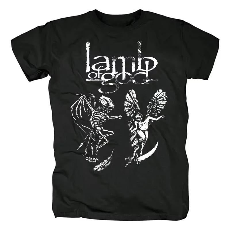 Lamb of God Heavy Mental Band T-shirt Mens 100% Cotton Tshirt Summer Short Sleeve Graphic Tee-shirt Harajuku Streetwear T Shirts