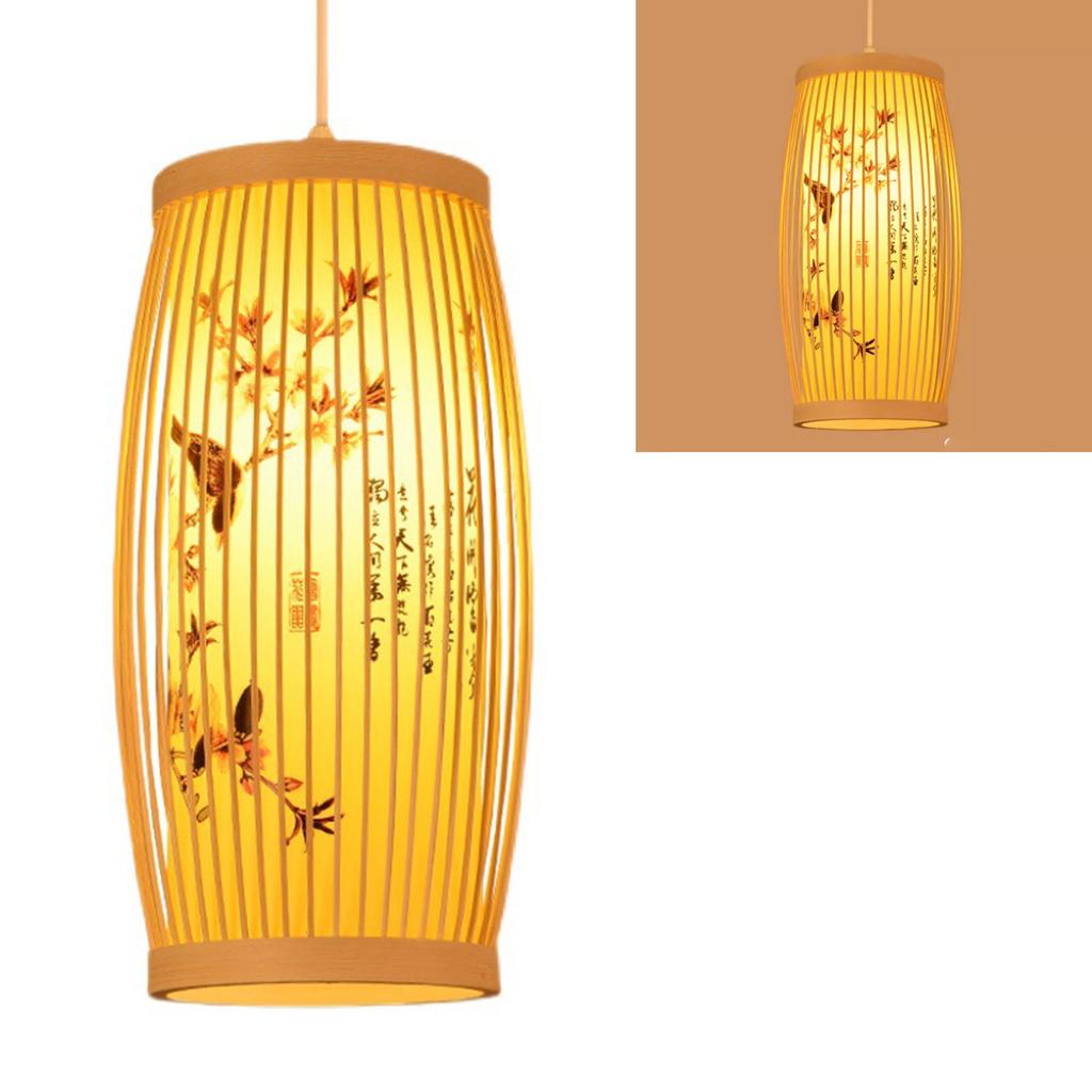 Woven Pendant Light Chinese Japanese Style Retro Rattan Lampshade Pendant Chandelier For Home Restaurant