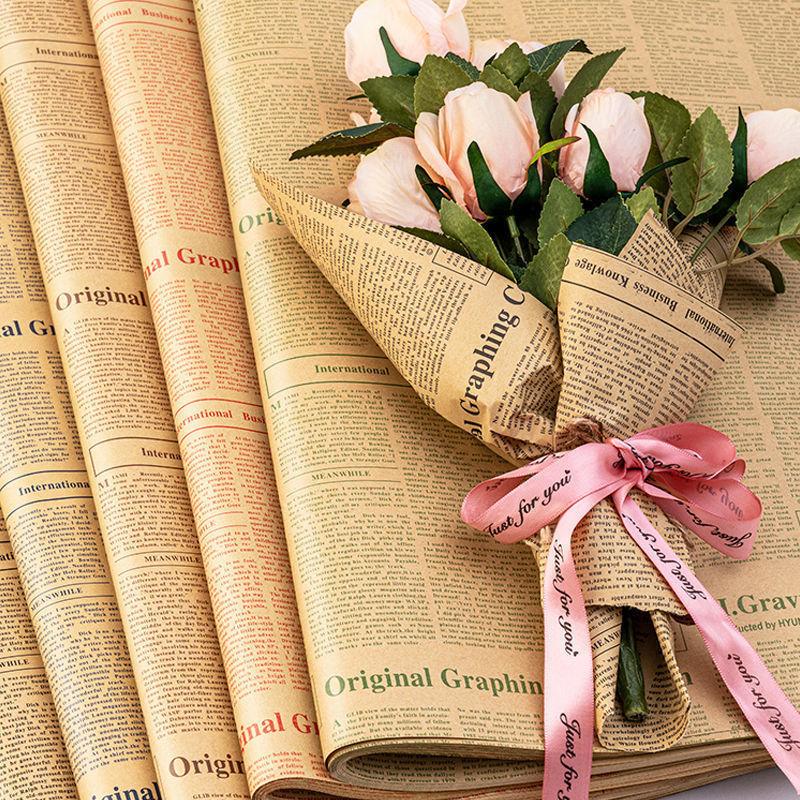 10 sheets per pack, vintage English newspaper kraft paper, brown kraft outer wrapping paper for gift packaging for gift wrapping