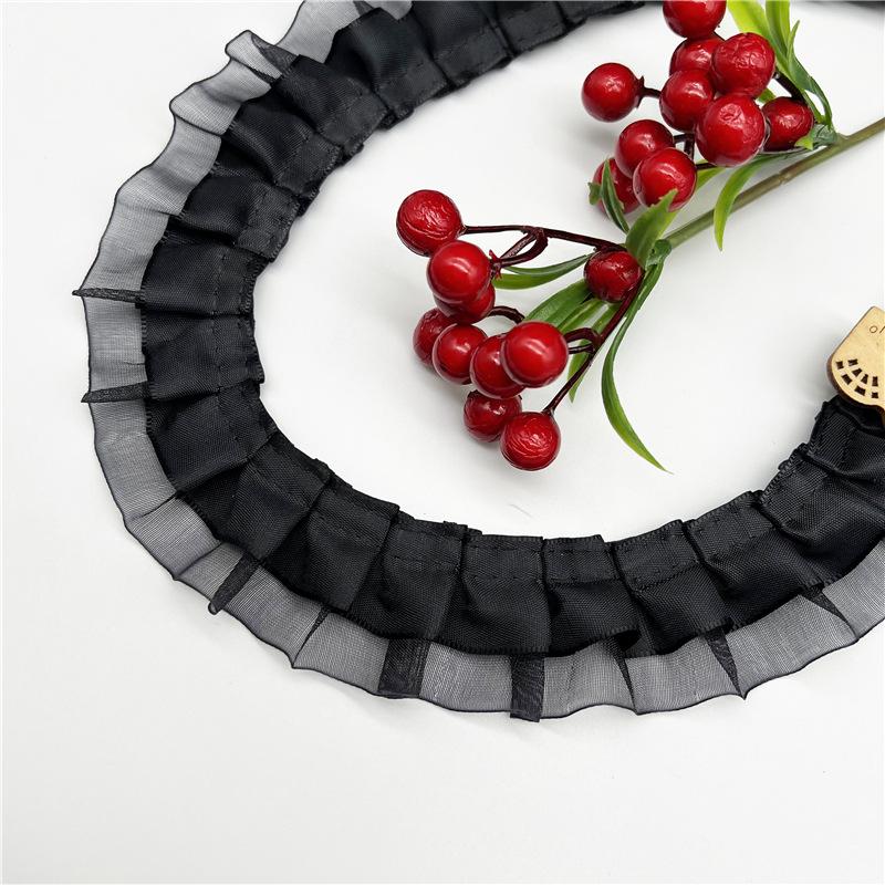 Elegant and Exquisite 4CM Double Folds Transparent Chiffon Lace Clothing Clothing Hem Diy Accessories Multi-color Lace Webbing Crafts Making Ribbons