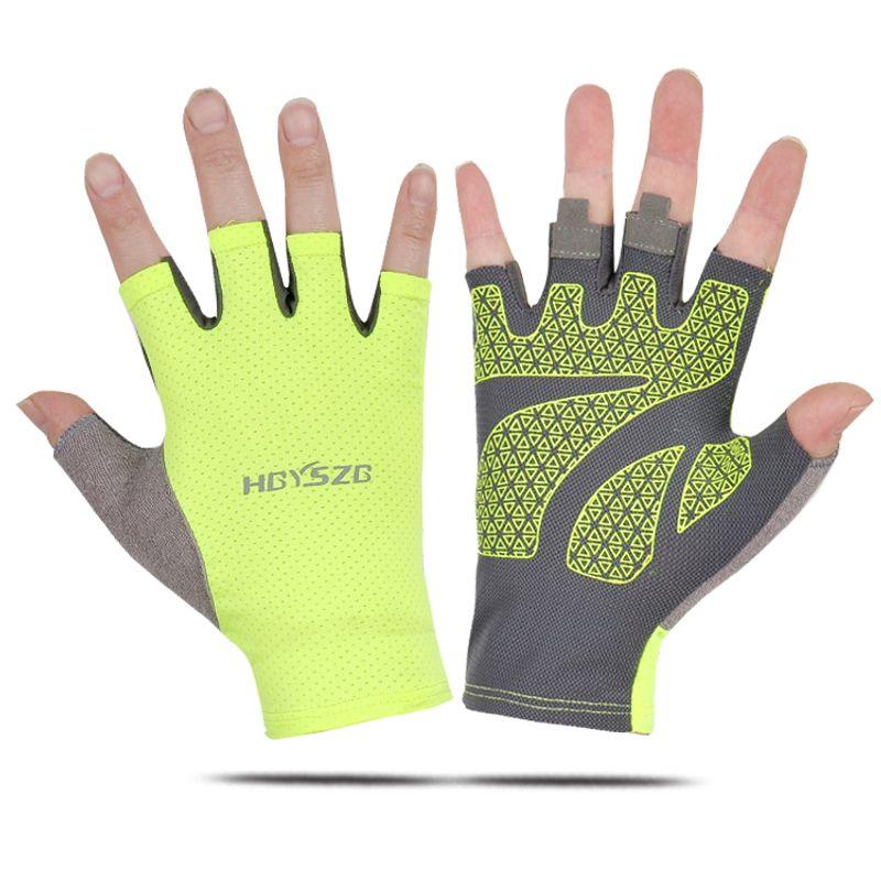 

Sports Half-Finger Fitness Gloves Thin Men and Women Sunscreen Equipment Training Dumbbell Exercise Spring and Summer Non Slip Anti-Cocoon Breathable Green XL