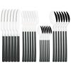 24pcs Black Gold Tableware Set Western Dinnerware Set Knife Forks Coffee Spoon Flatware Mirror Stainless Steel Kitchen Cutlery