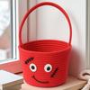 Braided Pumpkin Candy Bucket Orange Trick Treat Tote Kids Gift Hamper Woven Storage Pouch  Teachers