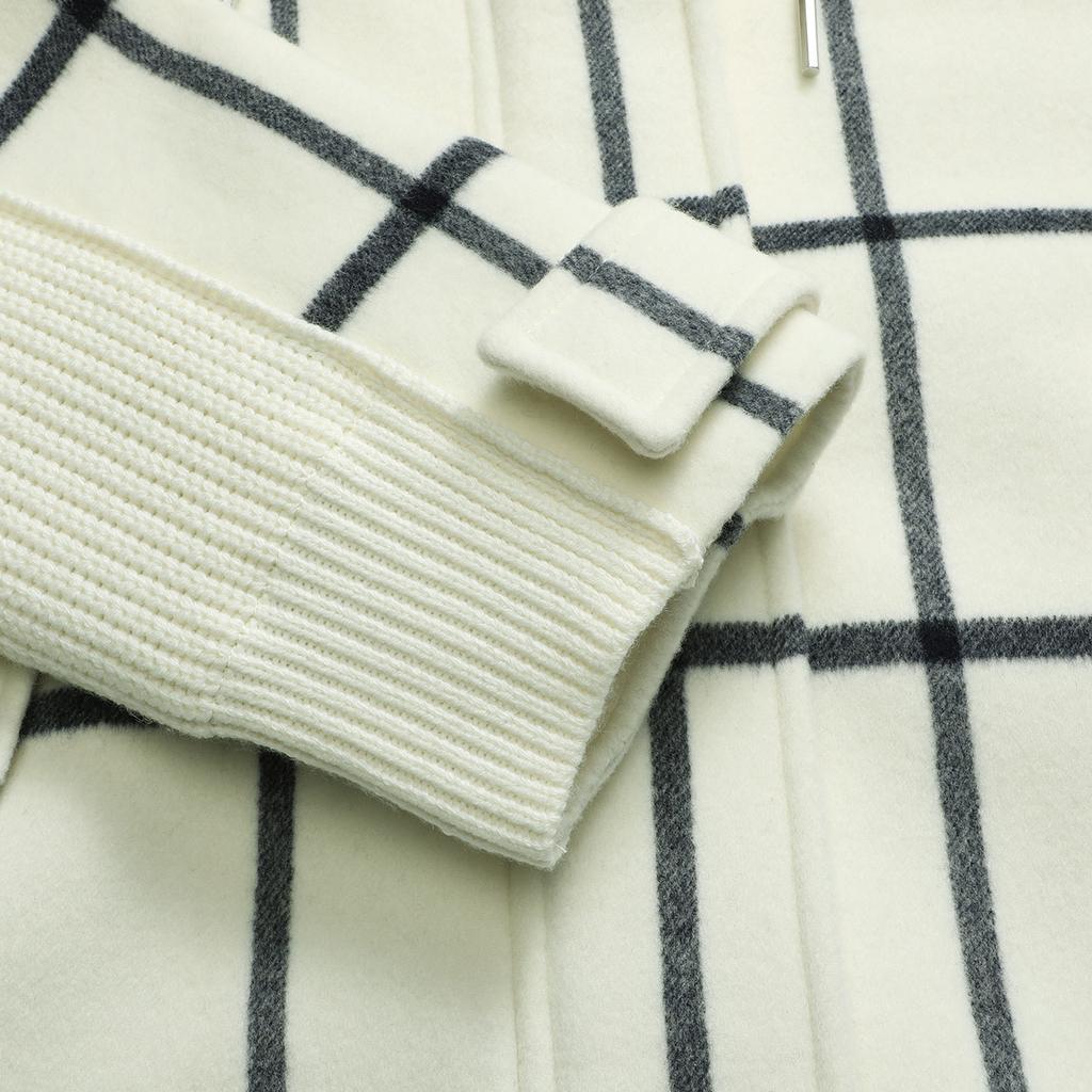 Fila Color Block Plaid Hooded Jacket Women Jackets Milk-White F11W144708F-IV