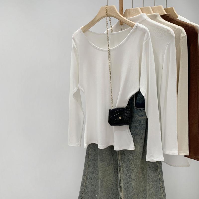 

Korean Style Women s Long-Sleeved White Base Layer T-Shirt, Autumn-Winter 2026 Collection M белый