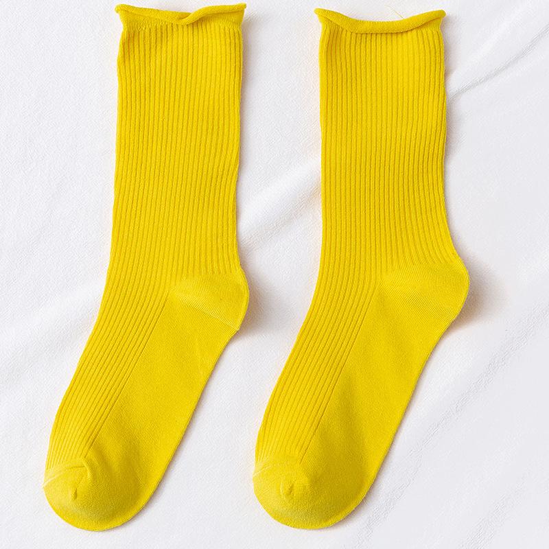 Colorful Women's Mid-Calf Candy Color Cotton Socks - Versatile for Spring and Autumn, Sporty and Over-the-Knee.