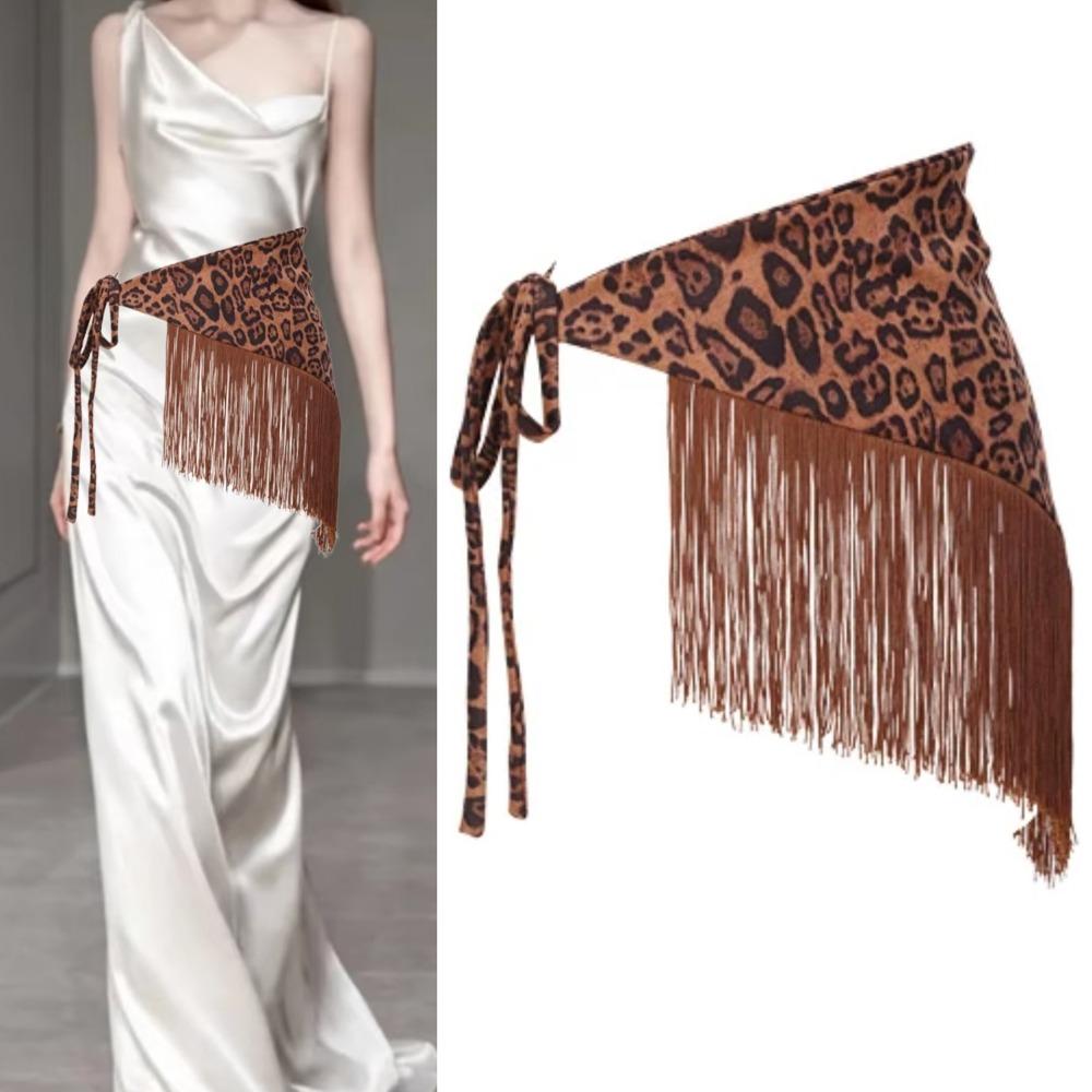 Jeans Decor Suede Leopard Print Belt Hip-hop Fur Triangle Belt  Waist Accessories
