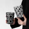 Handcarved Glass Crystal Cup Style Creative Engraved Chessboard Whiskey Glass Wine Glass 310ml Crystal