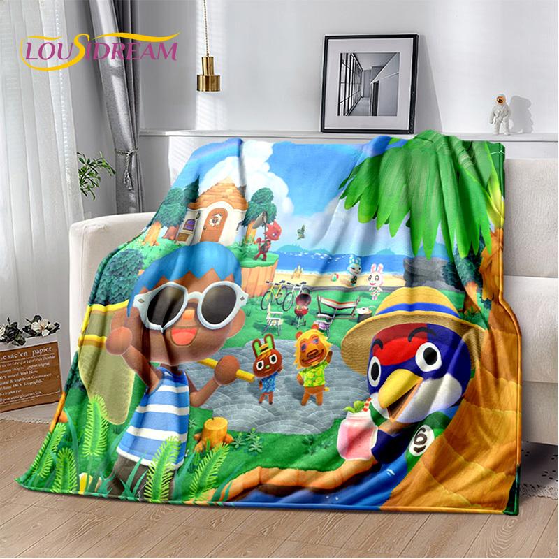 Manta de dibujos animados de Animal Crossing New Horizons, manta suave para el hogar, dormitorio, cama, sofá, Picnic, viaje, oficina, manta para niños