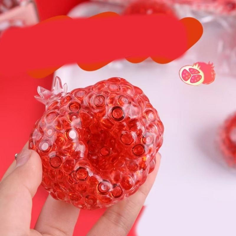 Squeeze Pomegranate Ball with Beads for Stress Relief Squeeze Fruit Toy Funny Sensory Toy For Kid Adult Men Women