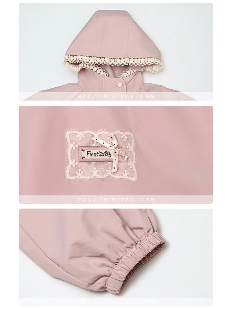 2025 Neue Mädchen Spitzen-Kapuzen-Windjacke - Frühling/Herbst Mode