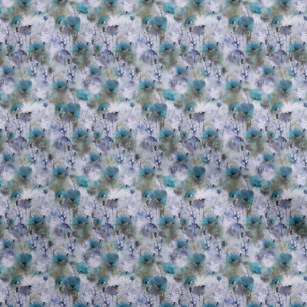 oneOone Cotton Flex Green Fabric Abstract Watercolor Floral Dress Material Fabric Print Fabric By The Yard 40 Inch