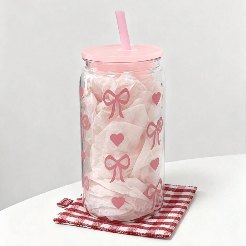 

Heart - Shaped PC Plastic Cup Friendly Jelly Colored Single Layer Drinkware Reusable Lightweight Party Picnic Beverage Container 475ml розовый