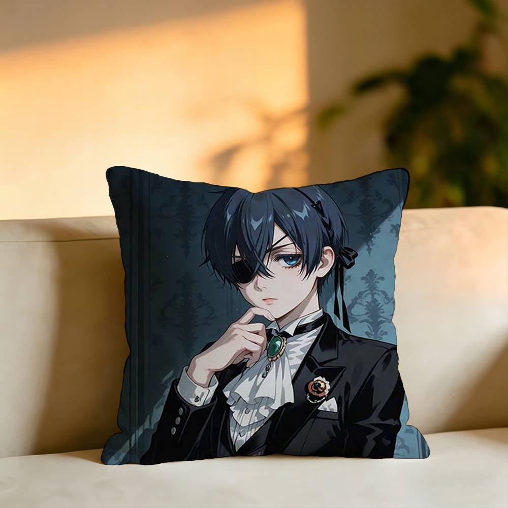 The Anime BBlack Butler Pillow Case Square DoubleSided Sofa Cushion Cover Bedroom Bedside Pillow