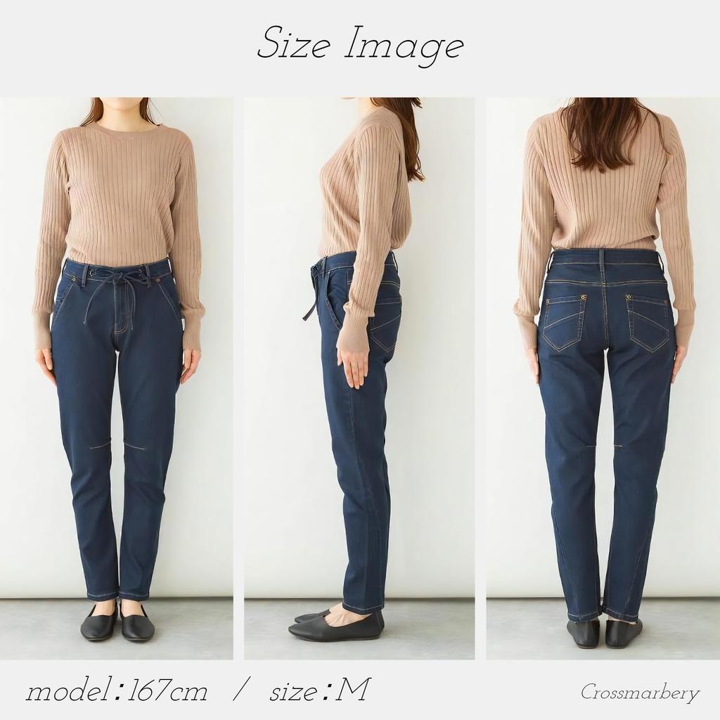 Crossmarberry Stylish Stretch Straight Plus Denim Pants with Vintage Finish and Women's Jeans, Size, Easy-to-Stretch Drawstring, Slimming, Soft, Navy,