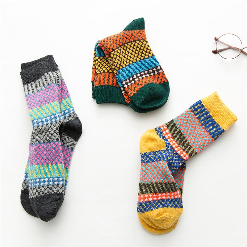 Thicken Women Socks Retro Style Cotton & Woolen Warm Socks Comfortable Soft Yellow Pink Winter Sock