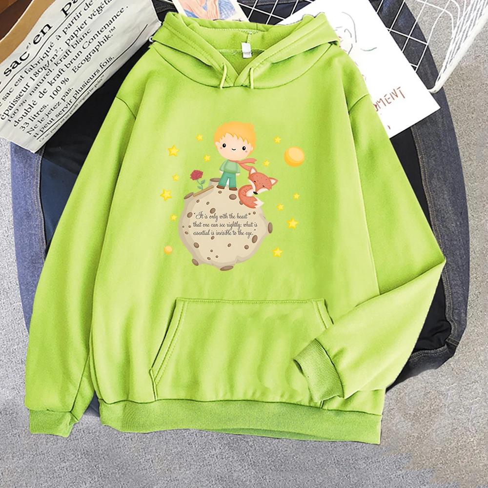 Mały Książę i Lis Bluzy Damskie Casualowe Bluzy Kawaii Cartoon Nadruk Bluza Z Kapturem Urocze Ubrania Dla Dziewczynek Graficzne Bluzy Z Kapturem