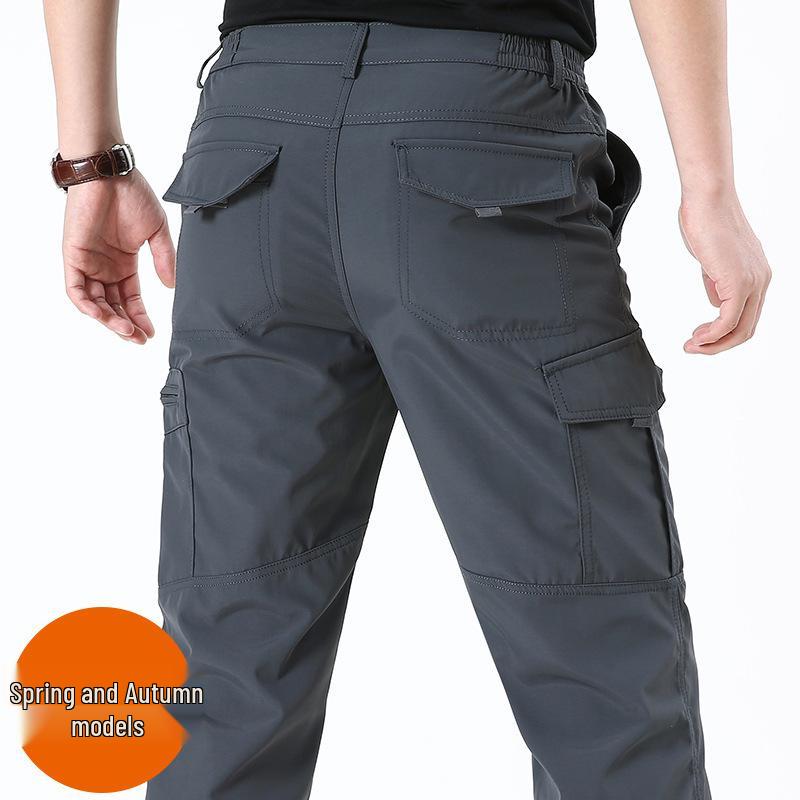 [Manufacturer] Men's Quick-Dry Multi-Pocket Cargo Trousers - Lightweight, Loose Fit for Outdoor and Tactical Use, Size 105