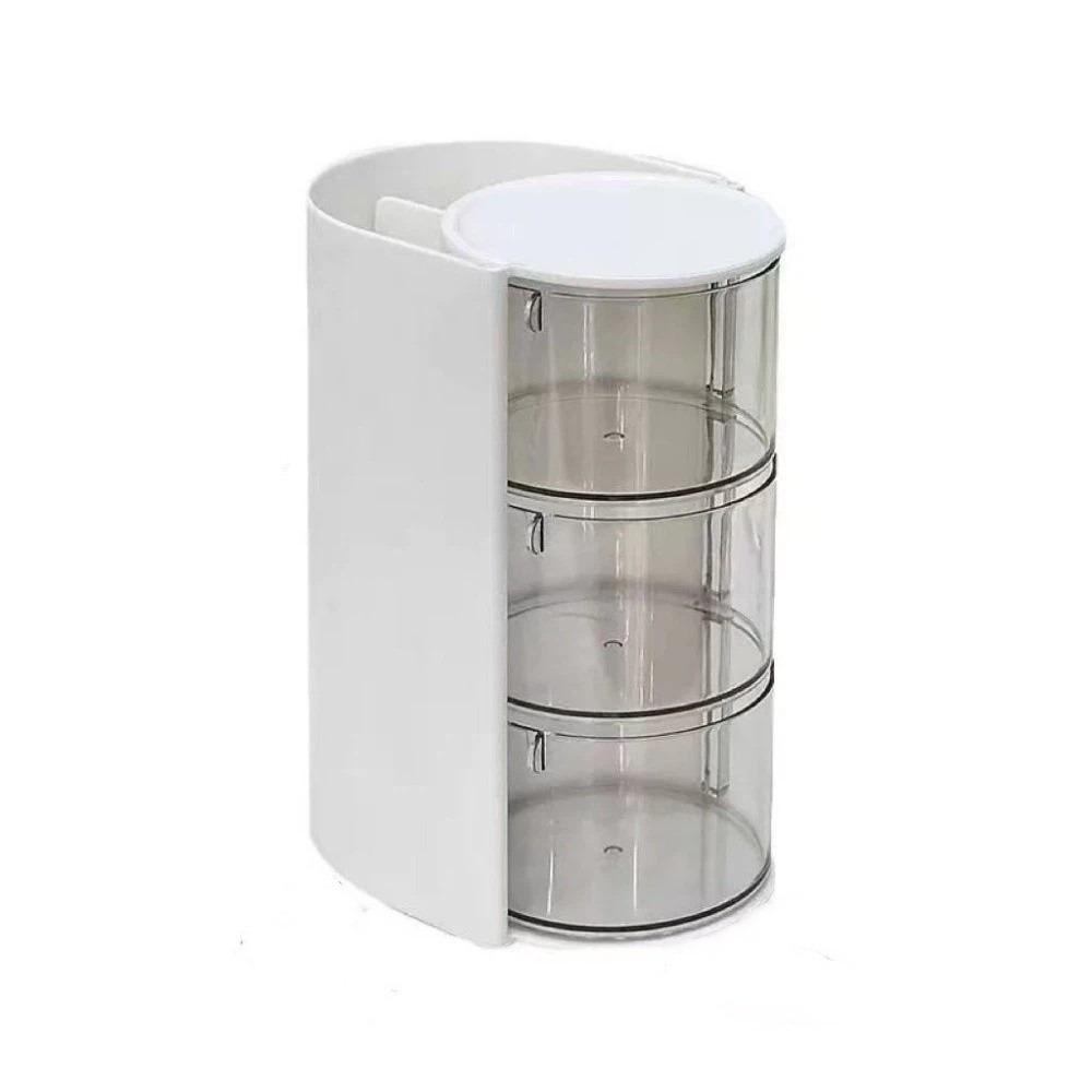 3-Layer Makeup Brush Holder Rotating Jewelry Organizer Stackable Hair Tie Organizer Desktop белый