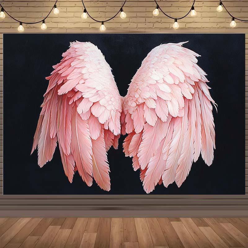 1pc Pink Feather Angel Wings Photography Background - Elegant Wing-themed Background Cloth