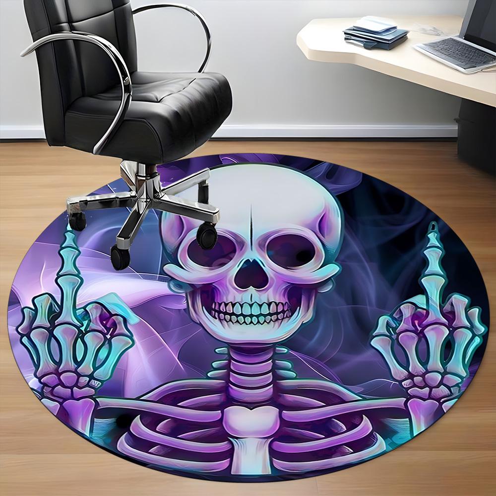 1pc SkeletoN Art Office Round Area Rug, Indoor Mat Suitable ForOffice, Under Office Chairs Bedroom Living Room Home Decor, Room Deco,  N47