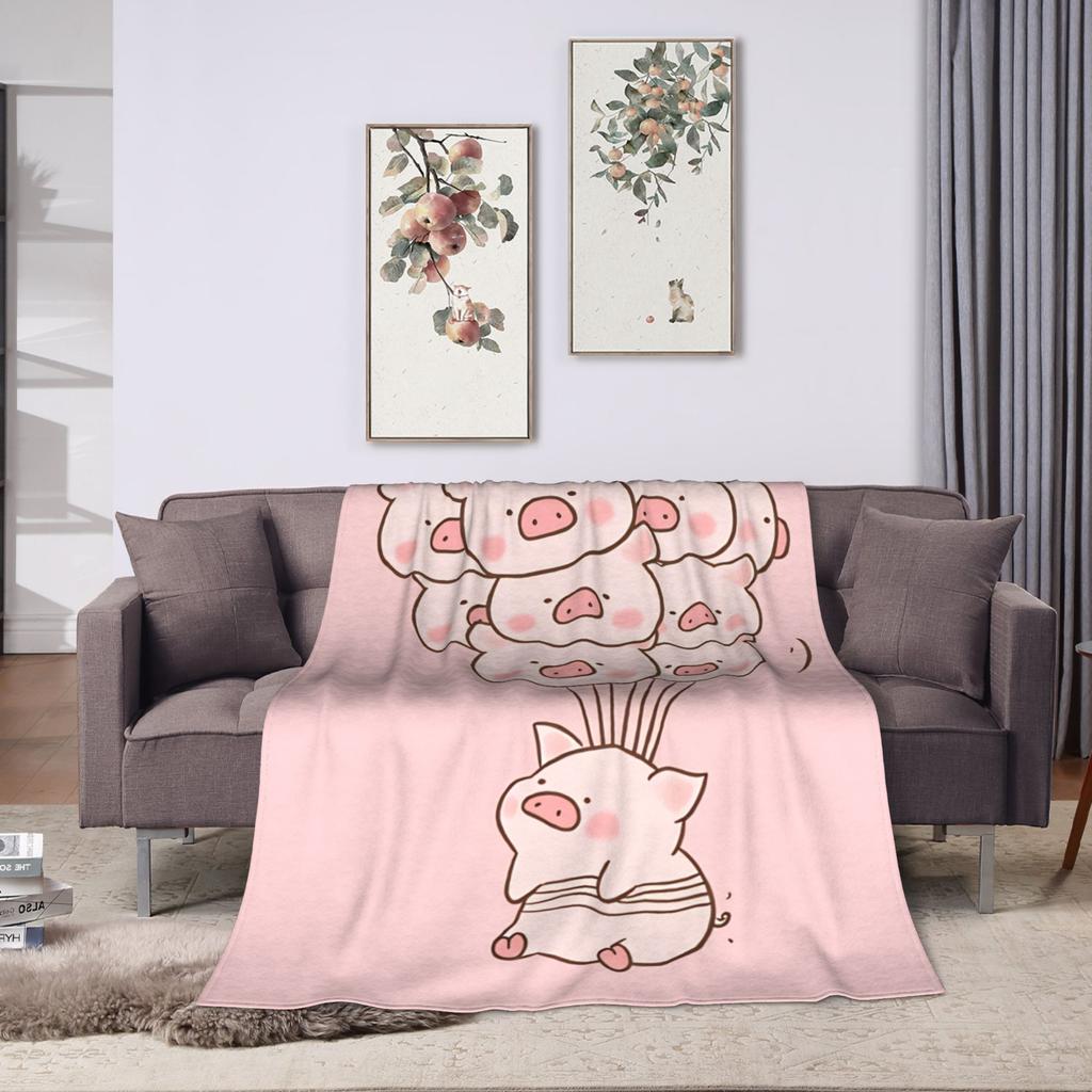 L-Lulu Pig Blanket Quality Warm Soft  Throw Blanket Autumn Boy Girl Outdoor Funny Bedspread