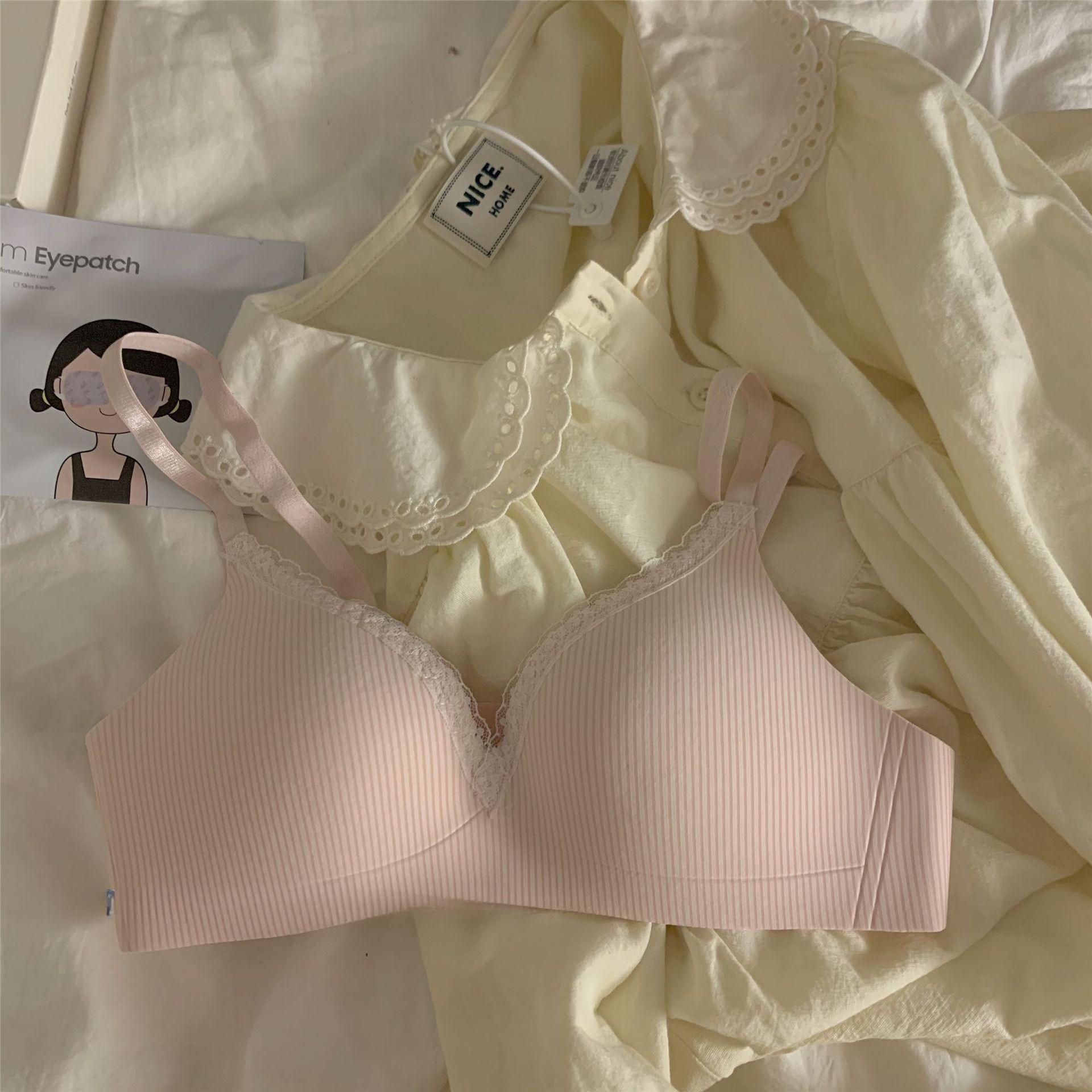 

Женский цельный бесшовный бюстгальтер с сексуальным кружевом, без косточек, пуш-ап, простой и стильный для девочек-подростков 32/70 розовый