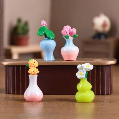 4 Stück Mini Vasen Ornament Heilung Mini Garten Stressabbau Partner Harz Bouquet