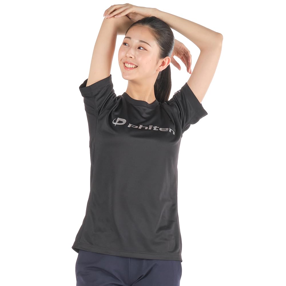 Phiten RAKU Size O T-Shirt, Black/Silver,