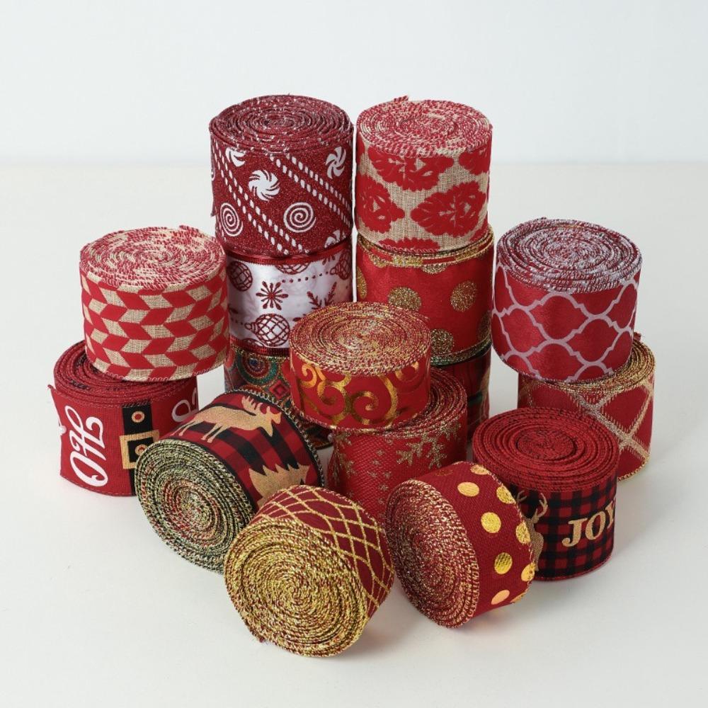 Xmas Gift Christmas Ribbon DIY Burlap Ribbon New Fabric Swirl Ribbon