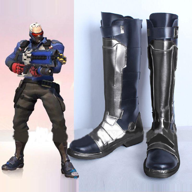 Overwatch Soldier 76 Cosplay Boots Custom Made Comfortable Pu Leather Shoes