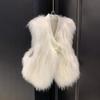Women's White Faux Fur Vest Luxury Fluffy Sleeveless Winter Warm Waistcoat
