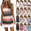 Abito da donna alla moda, estivo, casual, a righe, con gilet stampato e tasca