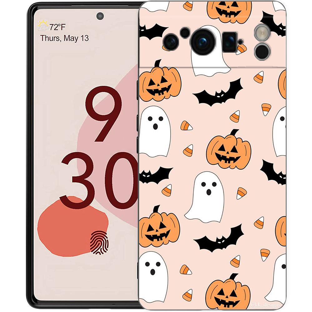 Autumn Leaves Fall Fox Pumpkin Halloween Phone Case For Google Pixel 8 A 7 6 Pro 6A 5G Black Soft Back Cover Silicone TPU Shell