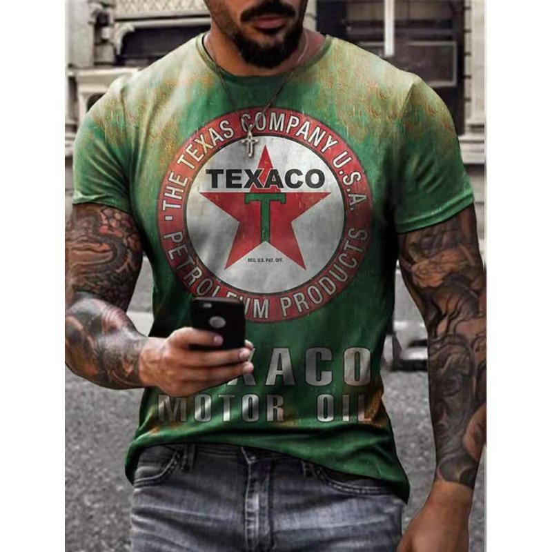 Men's 3D Printed T-Shirt Pocket Watch Compass Pattern Print Short Sleeve O-Neck Pullover Casual Top