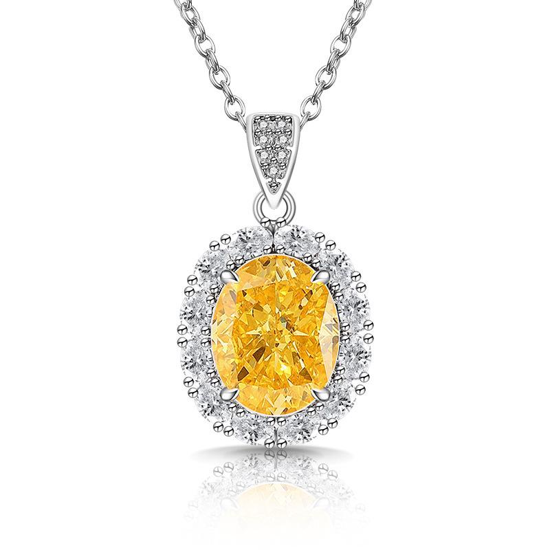 Flashy Ice Flower Cut Gemstone Necklace with High Carbon Diamond Pendant - Women's Fashionable Luxury Jewelry