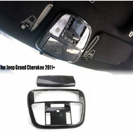 Carbon Fiber Roof Reading Light Lamp Cover Trim For Jeep Grand Cherokee 2011+