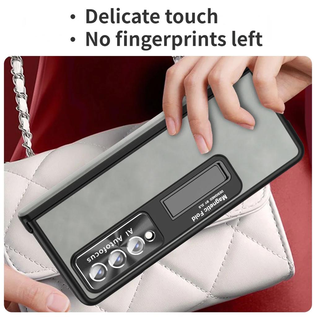 Frosted High Grade Leather Folding Phone Case for Samsung Galaxy Z Fold 5 4 3 2 Case Hinge Fine Hole Shell Protection Cover
