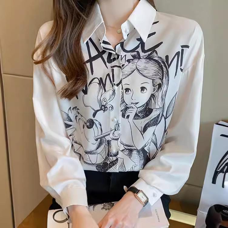 

European & American Summer Women s Chiffon Shirt: Loose Fit, New Printed Design S