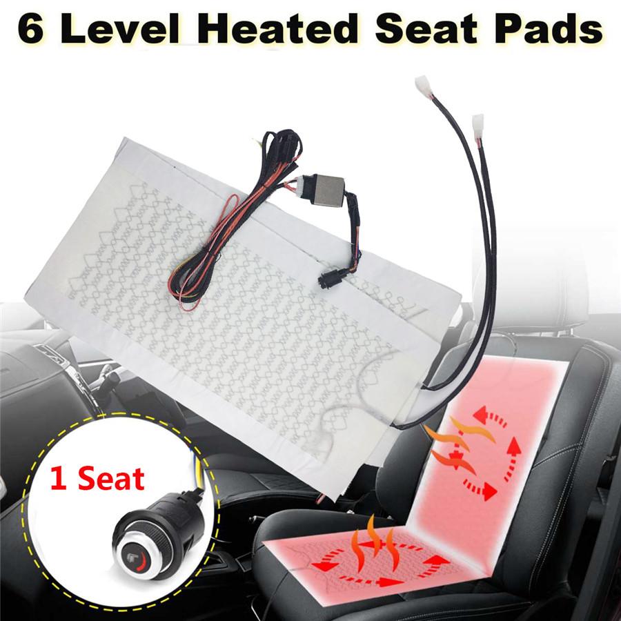 Rotary Switch with six Universal Carbon Fiber Heated Seat Heater 12 V Pads 6 Lev