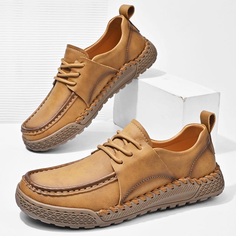 Fashion Leather Shoes Man Casual Loafers Luxury Design Slip on Male Dress Shoes Leisure Style Big Size Outdoor Wear-resistant Sole