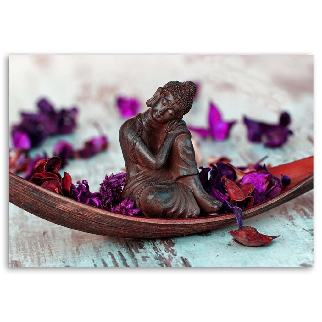 Canvas Print, Buddha Flowers Purple