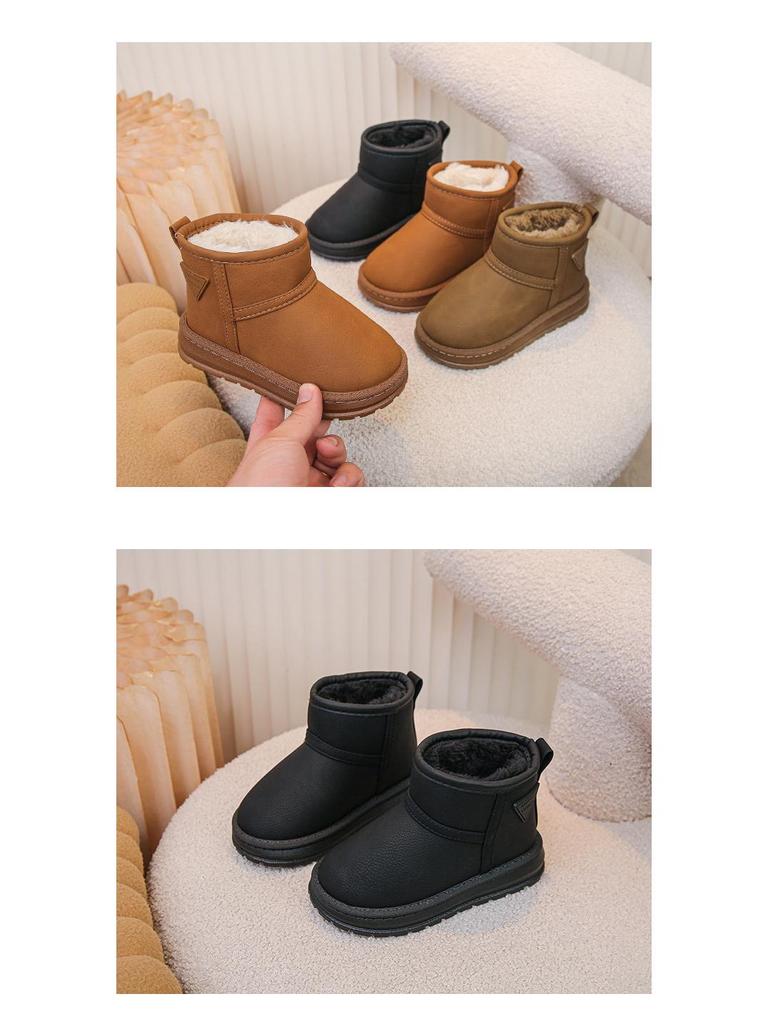 2025 Winter Children's Plush Snow Boots - Warm, Thick Cotton Slip-ons for Boys & Girls