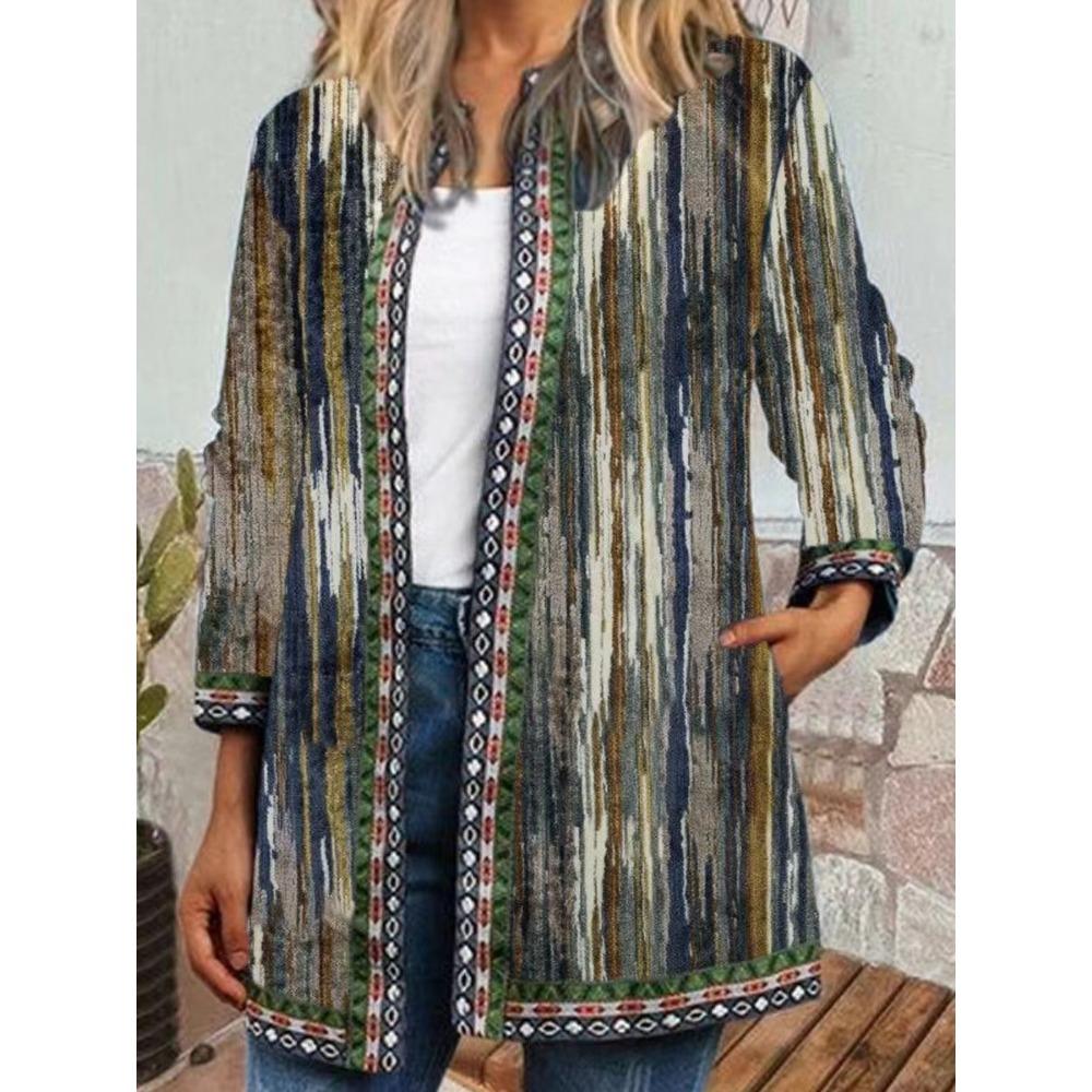 

GMXIA осень зима винтажный этнический стиль принт большой размер куртка кардиган женская одежда XXXXL