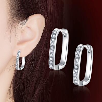 925 Ayar Gümüş Basit Kişilik U-Çizgili Halkalı Küpeler Kadınlar Kızlar için Moda Küpeler Takı Hediyeleri